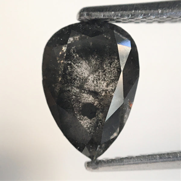 1.91 Ct Pear Shape natural loose diamond, salt and pepper diamond, 8.95 mm x 6.37 mm x 3.71 mm Full-cut pear shape natural diamond SJ76-77