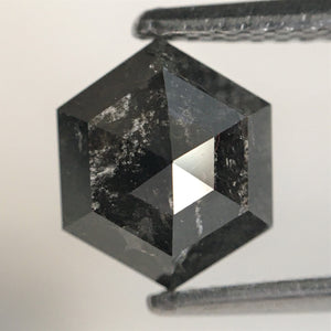 1.41 Ct Natural loose diamond Hexagon Shape Salt and Pepper, 7.88 mm x 6.67 mm x 3.21 mm Hexagonal shape natural diamond, SJ76-84