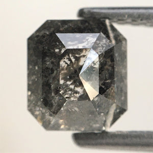 1.43 Ct Emerald Shape Salt and Pepper Natural Diamond, 6.21 mm x 5.58 mm x 3.72 mm Natural Loose Diamond, Emerald Cut Diamond, SJ76-89