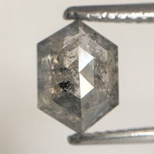 1.37 Ct Natural loose diamond Hexagon Shape Salt and Pepper, 7.89 mm x 5.57 mm x 3.47 mm Hexagonal shape natural diamond, SJ76-93