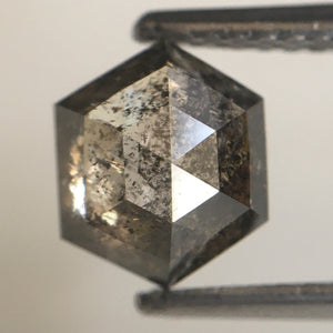 1.46 Ct Natural loose diamond Hexagon Shape Salt and Pepper, 7.13 mm x 6.02 mm x 3.94 mm Hexagonal shape natural diamond, SJ76-96
