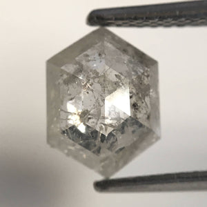 1.44 Ct Natural loose diamond Hexagon Shape Salt and Pepper, 8.90 mm x 6.61 mm x 3.08 mm Hexagonal shape natural diamond, SJ76-137