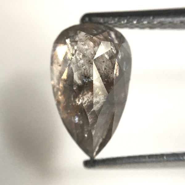1.97 Ct Pear Shape natural loose diamond, salt and pepper diamond, 9.91x6.00x4.11 mm Full Rose-cut pear shape natural diamond SJ76-145