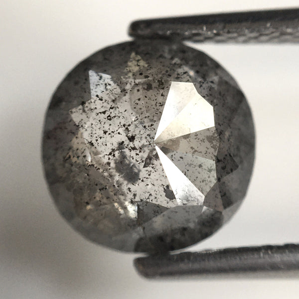 1.86 Ct Cushion shape salt and pepper natural diamond, 7.80 mm x 7.79 mm x 3.40 mm Cushion Shape rose cut grey & black diamond SJ76-148