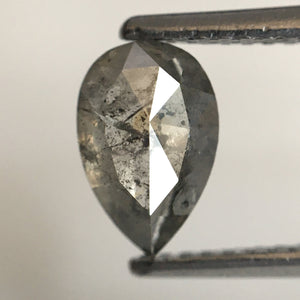 1.26 Ct Pear Shape natural loose diamond, salt and pepper diamond, 8.04 mm x 5.27 mm x 3.40 mm Rose-cut pear shape natural diamond SJ76-153