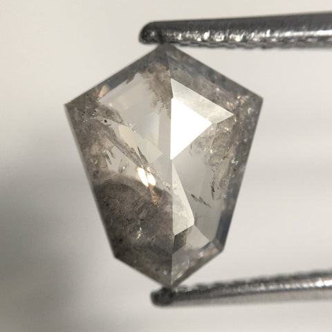 1.71 Ct Natural Loose Diamond Shield Shape Salt and Pepper, 10.38 mm x 8.36 mm x 2.59 mm Flat-Base Geometry Shape Natural Diamond SJ76-154