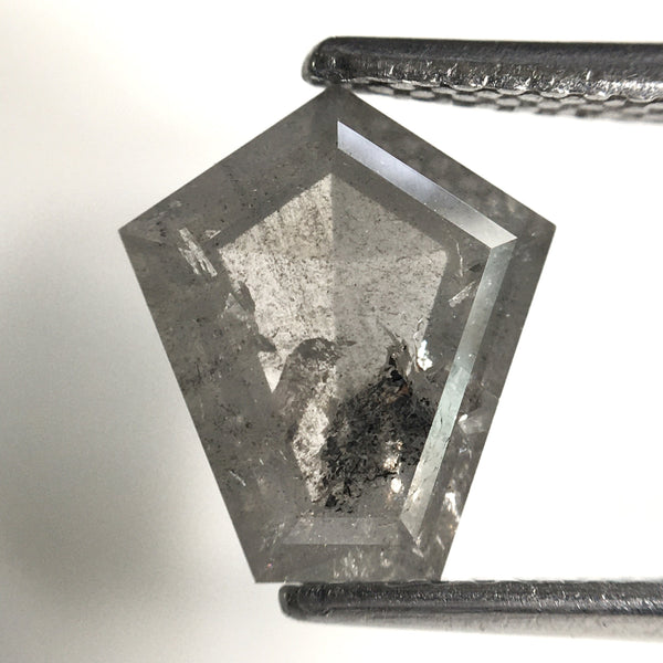 1.60 Ct Natural Loose Diamond Shield Shape Salt and Pepper, 9.33 mm x 8.24 mm x 2.90 mm Flat-Base Geometry Shape Natural Diamond SJ76-155