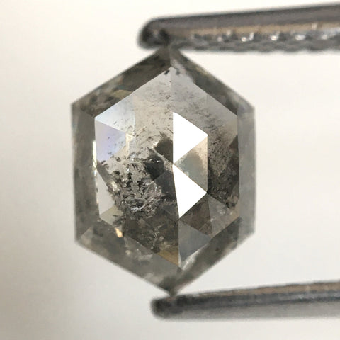 0.90 Ct Natural loose diamond Hexagon Shape Salt and Pepper, 7.49 mm x 5.45 mm x 2.72 mm Hexagonal shape natural diamond, SJ76-172