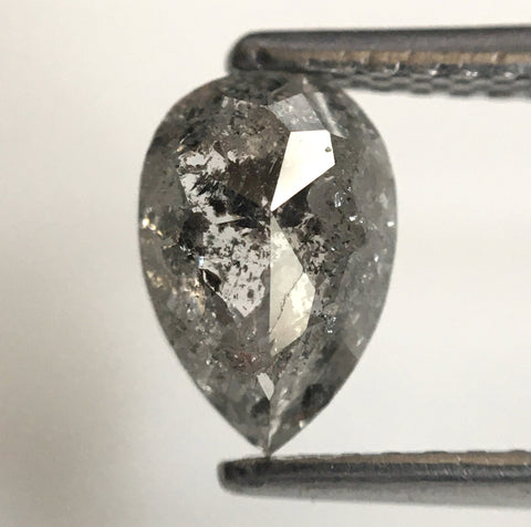 1.04 Ct Pear Shape natural loose diamond, salt and pepper diamond, 7.46 mm x 5.08 mm x 3.13 mm Rose-cut pear shape natural diamond SJ76-174