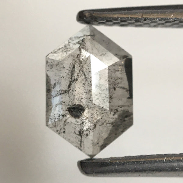 0.45 Ct Natural loose diamond Hexagon Shape Salt and Pepper, 7.25 mm x 4.73 mm x 1.35 mm Hexagon cut slice natural diamond, SJ76-175