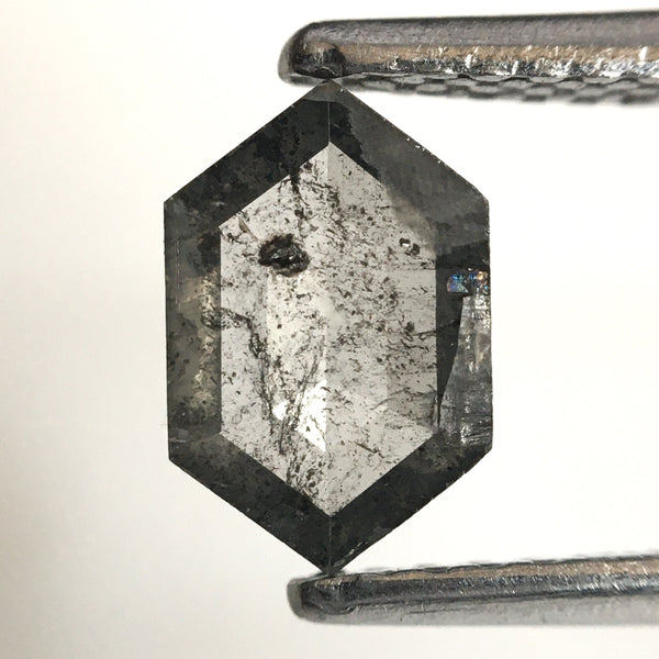 0.45 Ct Natural loose diamond Hexagon Shape Salt and Pepper, 7.25 mm x 4.73 mm x 1.35 mm Hexagon cut slice natural diamond, SJ76-175