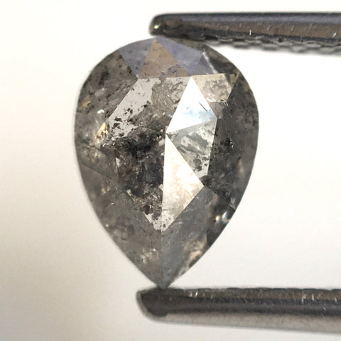 0.93 Ct Pear Shape natural loose diamond, salt and pepper diamond, 6.94 mm x 5.16 mm x 2.99 mm Rose-cut pear shape natural diamond SJ76-178