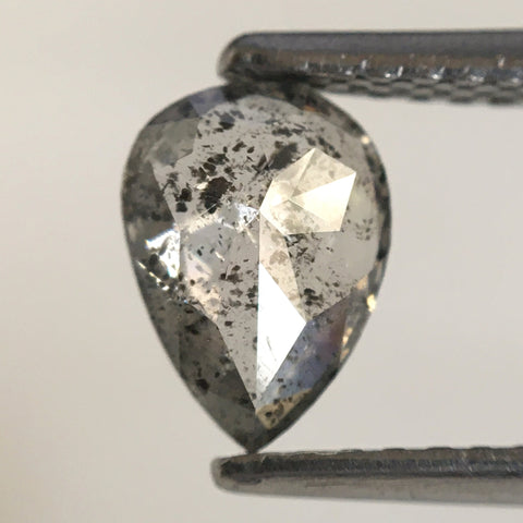 0.68 Ct Pear Shape natural loose diamond, salt and pepper diamond, 7.05 mm x 5.18 mm x 2.38 mm Rose-cut pear shape natural diamond SJ76-177