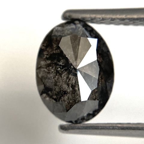 1.57 Ct Oval shape Natural Loose Diamond Black Salt and Pepper, 8.62 mm x 6.58 mmx 2.77 mm Fancy Black Oval Shape Loose Diamond SJ89-31