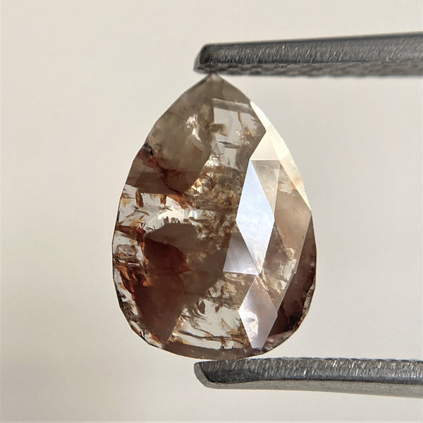 0.85 Ct Pear Shape natural loose diamond, salt and pepper diamond, 9.87 mm X 7.01 mm X 1.27 mm pear shape natural diamond SJ91-02