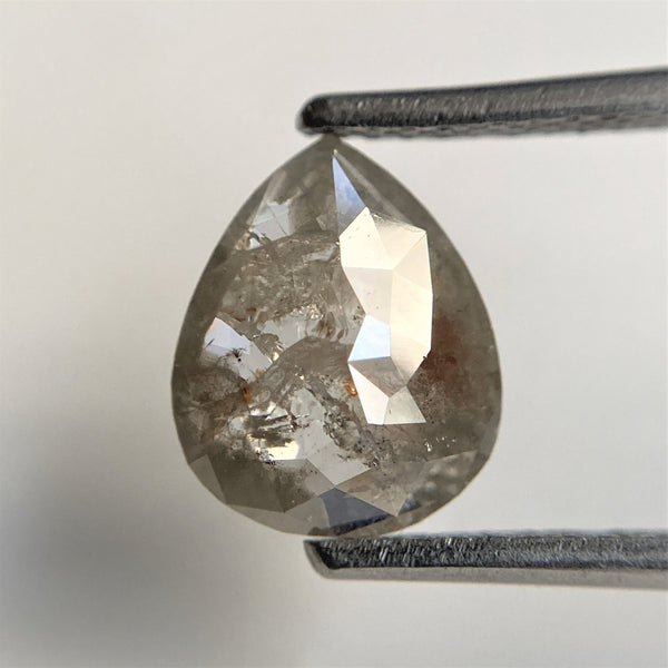 1.58 Ct Pear Shape natural loose diamond, salt and pepper diamond, 9.10 mm x 7.44 mm x 2.62 mm pear shape natural diamond SJ91-04