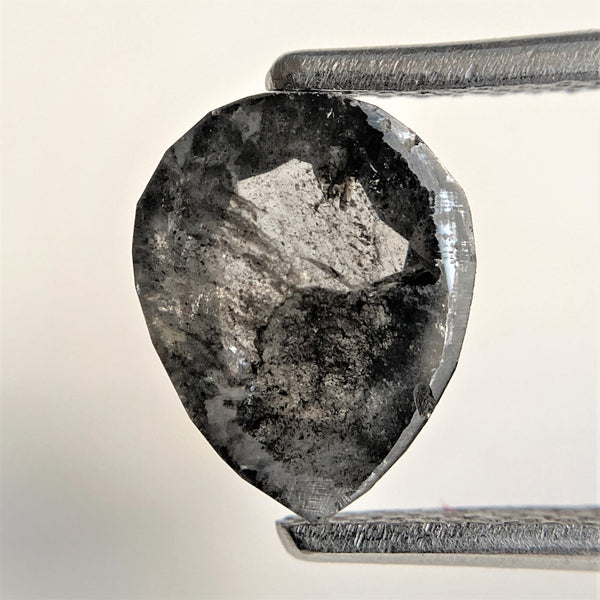 1.48 Ct Pear Shape natural loose diamond, salt and pepper diamond, 9.09 mm x 7.25 mm x 2.68 mm pear shape natural diamond SJ91-05