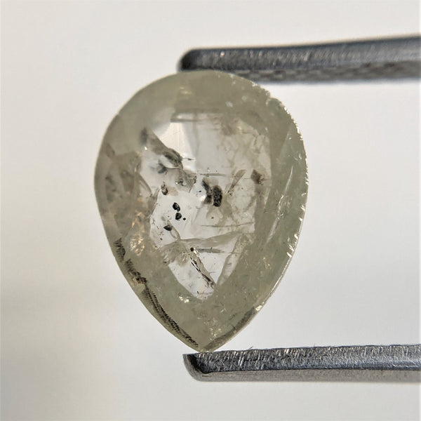 1.23 Ct Fancy Grey 9.12 mm x 6.96 mm x 2.31 mm Pear Cut Loose Natural Diamond, Grey Rose Cut Pear Natural Loose Diamond SJ91/11