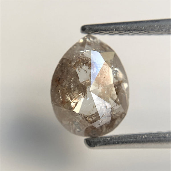 1.11 Ct Natural Diamond Pear Shape Salt and Pepper, 8.54 mm x 6.56 mm x 2.35 mm Fancy Grey Rose Cut Natural Loose Diamond SJ91/16