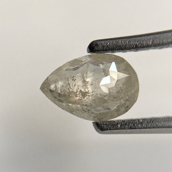 0.60 Ct Natural Loose Diamond Fancy Grey Black Rose Cut Diamond, 6.71 mm x 4.61 mm x 2.20 mm Grey Rose Cut Pear Diamond SJ91/32