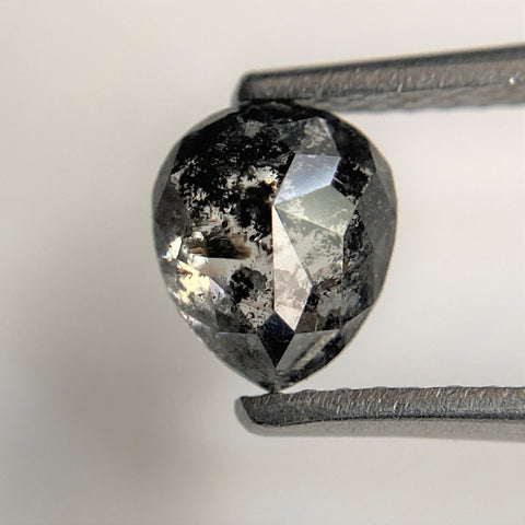 1.04 Ct Natural Loose Diamond Fancy Grey Black Rose Cut Diamond, 6.58 mm x 5.57 mm x 3.45 mm Grey Rose Cut Pear Diamond SJ91/36