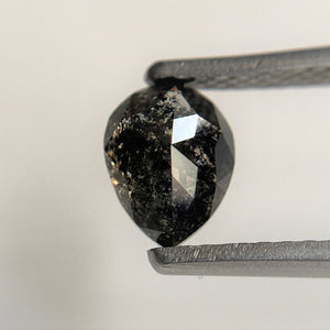0.85 Ct Salt and Pepper Natural Pear Shape loose Diamond, 6.50 mm x 4.95 mm x 3.27 mm Rose Cut Diamond best for engagement SJ91/39