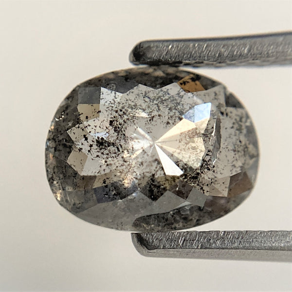 1.12 Ct Oval Shape Dark Gray Natural Loose Diamond, 7.92 mm x 6.17 mm x 2.58 mm Grey Oval Shape Rose Cut Natural Loose Diamond SJ91/45