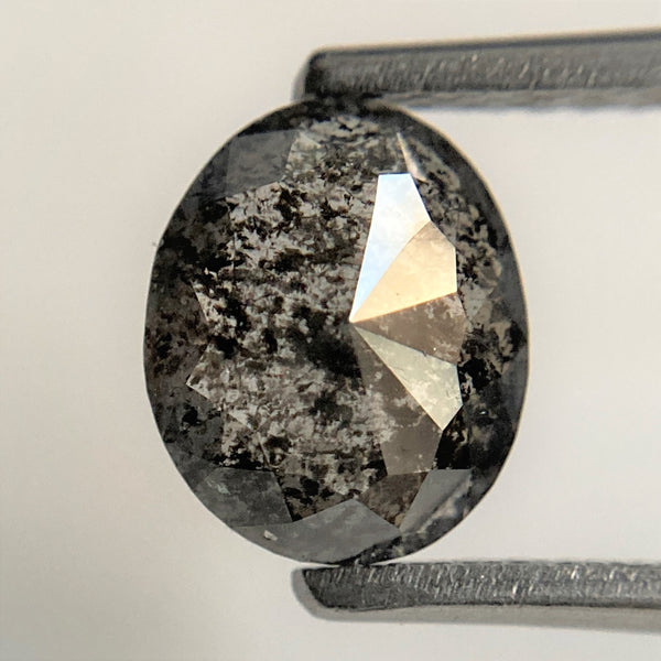 1.34 Ct Oval Shape Dark Gray Natural Loose Diamond, 7.68 mm x 6.34 mm x 2.94 mm Grey Oval Shape Rose Cut Natural Loose Diamond SJ91/49