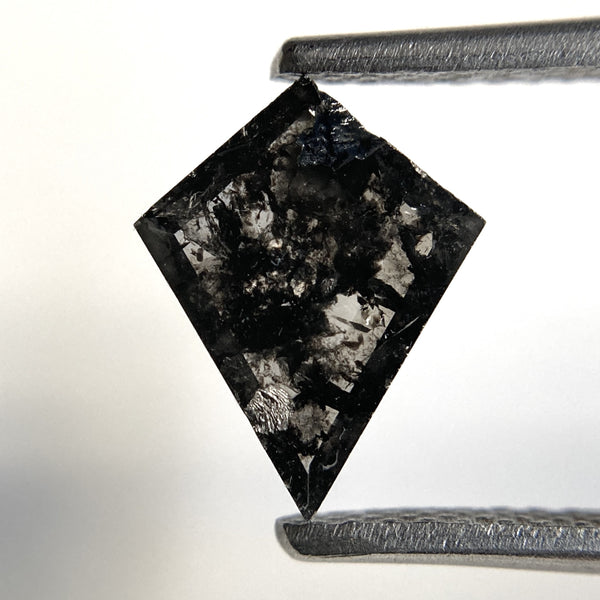 0.82 Ct Kite shape Natural Loose Diamond Black Salt and Pepper, 9.59 mm x 7.54 mm x 1.78 mm Fancy Black Kite Shape Loose Diamond SJ89-07
