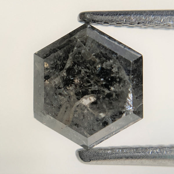 2.02 Ct Black Gray Hexagon Shape Natural Loose Diamond, 7.79 mm x 6.83 mm x 4.22 mm Black Gray Hexagon Cut loose diamond SJ91/82
