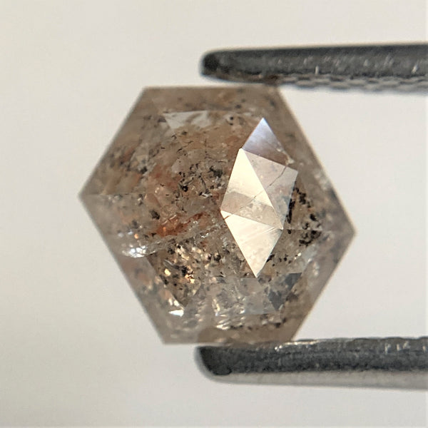 0.98 Ct Black Gray Hexagon Shape Natural Loose Diamond, 7.03 mm x 5.48 mm x 2.80 mm Black Gray Hexagon Cut loose diamond SJ91/85