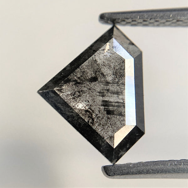 0.95 Ct Shield shape Natural Loose Diamond Black Salt and Pepper,7.60 mm x 10.07 mm x 1.47 mm Fancy Black Shield Shape Loose Diamond SJ91/88