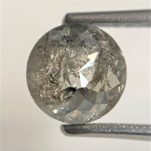 1.82 Ct Round Rose Cut Natural Diamond, 7.82 mm x 3.84 mm Fancy Grey Color Rose Cut Flat Base Natural Diamond SJ91/93
