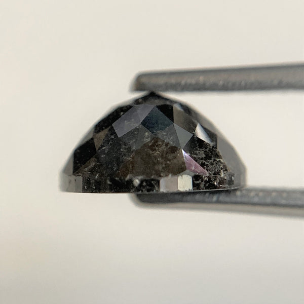 1.89 Ct Round Rose Cut Natural Diamond, 7.71 mm x3.92 mm Fancy Grey Color Rose Cut Flat Base Natural Diamond SJ91/94