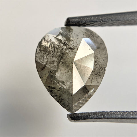 1.29 Ct Pear Shape natural loose diamond, salt and pepper diamond, 9.35 mm x 7.82 mm x 2.32 mm pear shape natural diamond SJ91-03