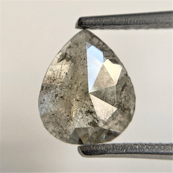 1.29 Ct Pear Shape natural loose diamond, salt and pepper diamond, 9.35 mm x 7.82 mm x 2.32 mm pear shape natural diamond SJ91-03