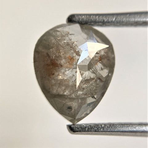 1.58 Ct Pear Shape natural loose diamond, salt and pepper diamond, 9.10 mm x 7.44 mm x 2.62 mm pear shape natural diamond SJ91-04