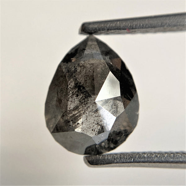 1.48 Ct Pear Shape natural loose diamond, salt and pepper diamond, 9.09 mm x 7.25 mm x 2.68 mm pear shape natural diamond SJ91-05