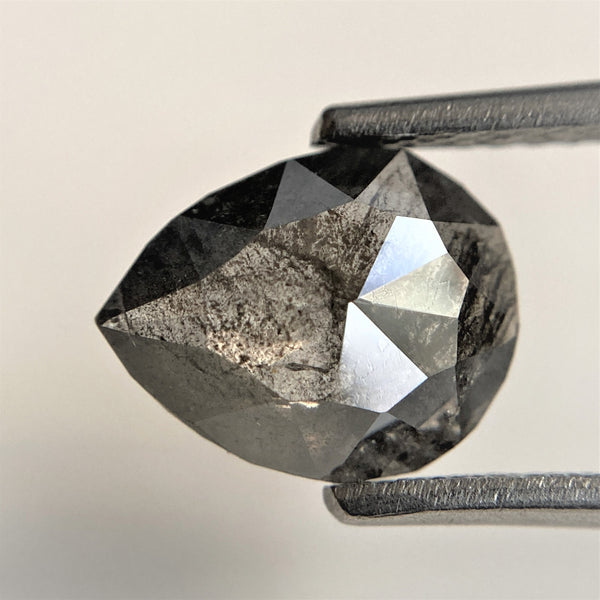 1.51 Ct Pear Cut Loose Natural Diamond Grey Color 9.19 mm x 7.33 mm x 2.60 mm, Grey Rose Cut Pear Natural Loose Diamond SJ91-06