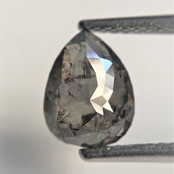 1.37 Ct Fancy Grey 8.27 mm x 6.28 mm x 3.14 mm Pear Cut Loose Natural Diamond, Grey Rose Cut Pear Natural Loose Diamond SJ91/15