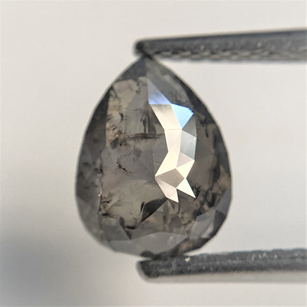 1.37 Ct Fancy Grey 8.27 mm x 6.28 mm x 3.14 mm Pear Cut Loose Natural Diamond, Grey Rose Cut Pear Natural Loose Diamond SJ91/15