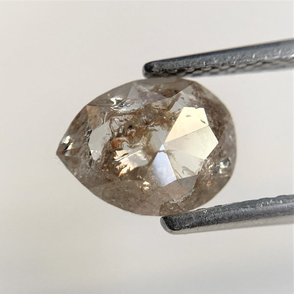 1.11 Ct Natural Diamond Pear Shape Salt and Pepper, 8.54 mm x 6.56 mm x 2.35 mm Fancy Grey Rose Cut Natural Loose Diamond SJ91/16