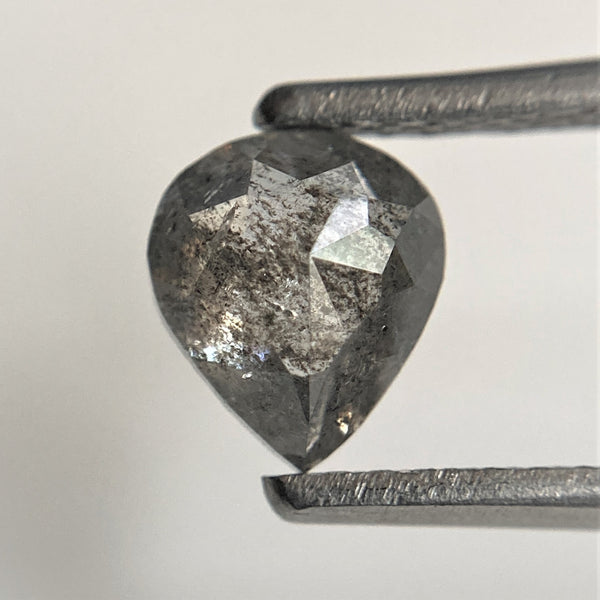 0.93 Ct Natural Loose Diamond Fancy Grey Black Rose Cut Diamond, 6.43 mm x 5.57 mm x 3.14 mm Grey Rose Cut Pear Diamond SJ91/35