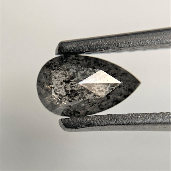 0.51 Ct Salt and Pepper Natural Pear Shape loose Diamond, 6.80 mm x 4.09 mm x 2.25 mm Rose Cut Diamond best for engagement SJ91/37