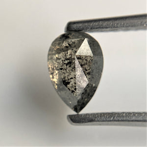 0.77 Ct Salt and Pepper Natural Pear Shape loose Diamond, 6.63 mm x 4.61 mm x 3.08 mm Rose Cut Diamond best for engagement SJ91/38