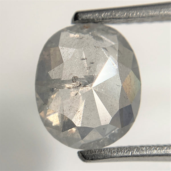 1.76 Ct Oval Shape Dark Grey Color Rose Cut Natural Loose Diamond, 8.95 mm x 7.56 mm x 2.68 mm Beautiful Oval Shape Loose Diamond SJ93/05