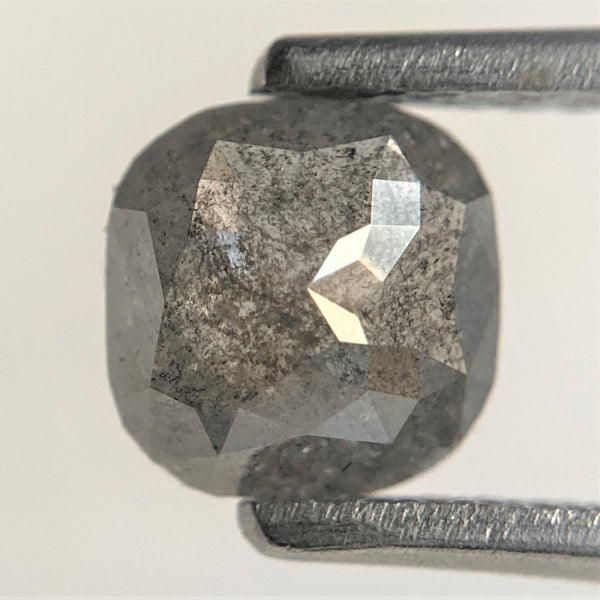 0.91 Ct Salt and Pepper Rose Cut Cushion Shape Natural Loose Diamond, 5.96 mm x 5.92 mm x 2.65 mm Natural Diamond for Jewelry SJ91/77