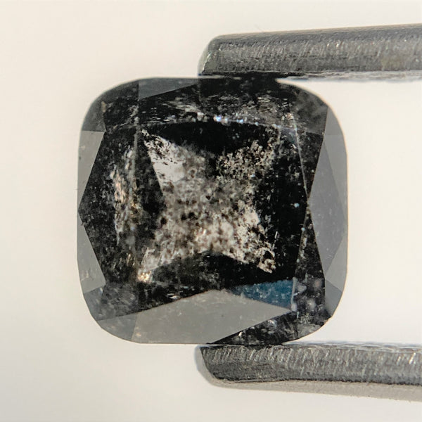 1.45 Ct Salt and Pepper Rose Cut Cushion Shape Natural Loose Diamond, 5.71 mm x 5.68 mm x 4.17 mm Natural Diamond for Jewelry SJ91/78