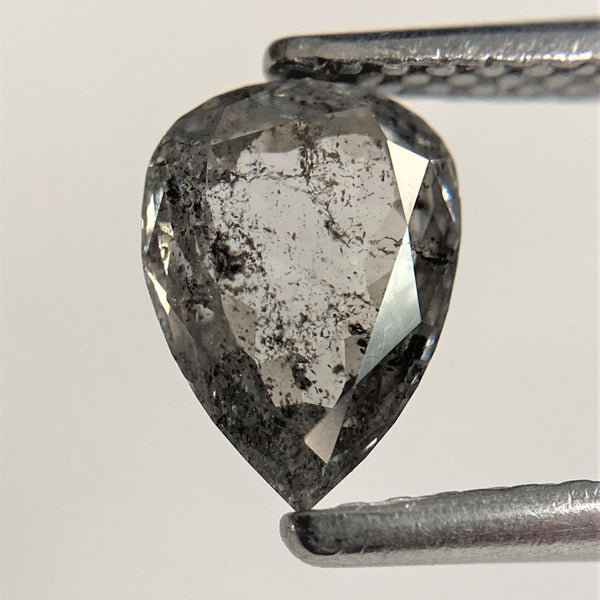 0.81 Ct Pear Shape natural loose diamond salt and pepper, 7.27 mm x 5.37 mm x 2.46 mm Brilliant cut pear shape natural diamond SJ93/22
