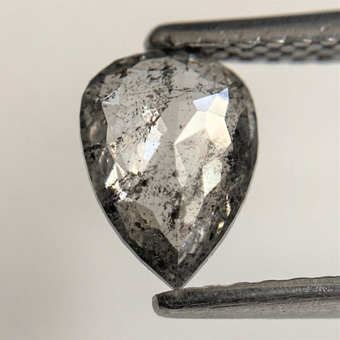 0.81 Ct Pear Shape natural loose diamond salt and pepper, 7.27 mm x 5.37 mm x 2.46 mm Rose cut pear shape natural diamond SJ93/22